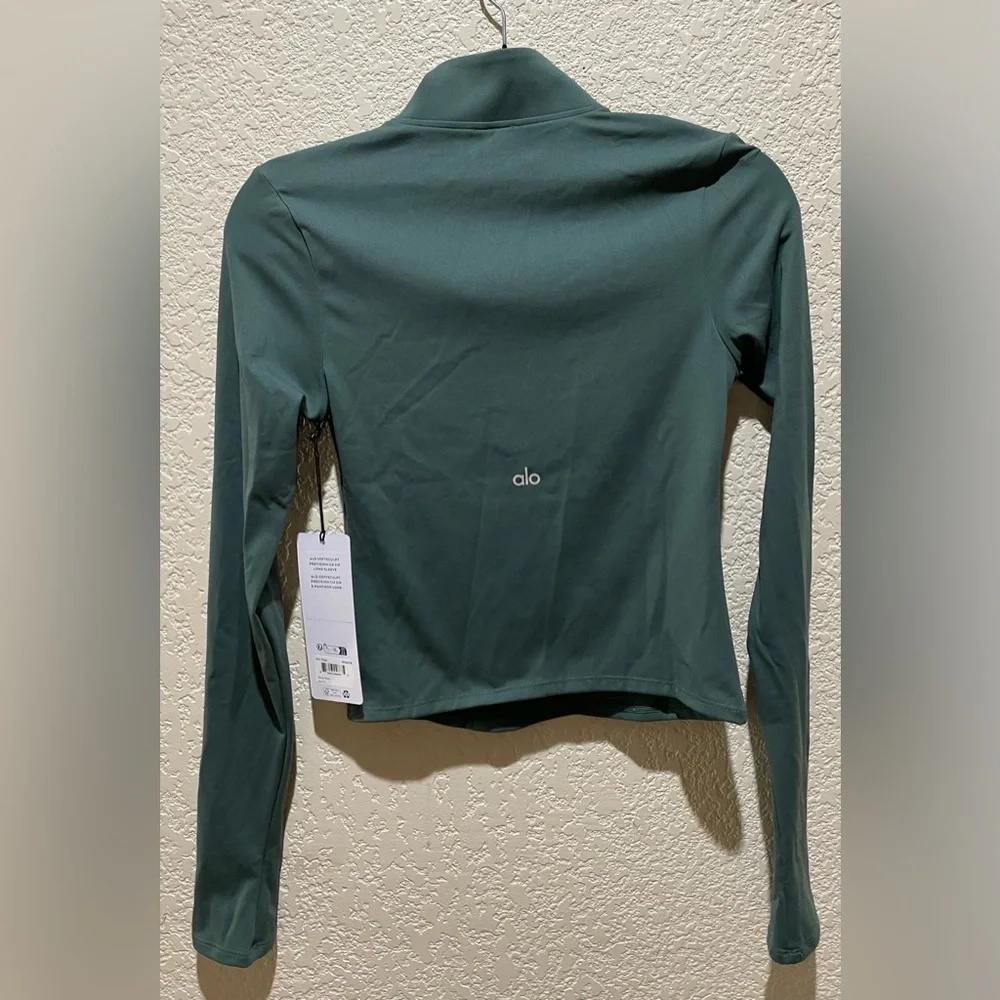 ALO Yoga Softsculpt Precision 1/4 Zip Long Sleeve Clover Green Size XS